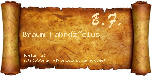Braum Fabrícius névjegykártya